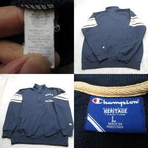Champion UCCS Lions Sweatshirt Mens Large Navy‎ Raglan Sleeve 1/4 Zip Pullover